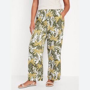 Old Navy Playa Palm Print High Waist Wide Leg Pants - Medium